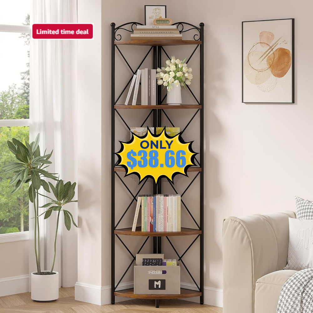 VECELO 5 Tier Corner Shelf Stand Deal: Save 30%