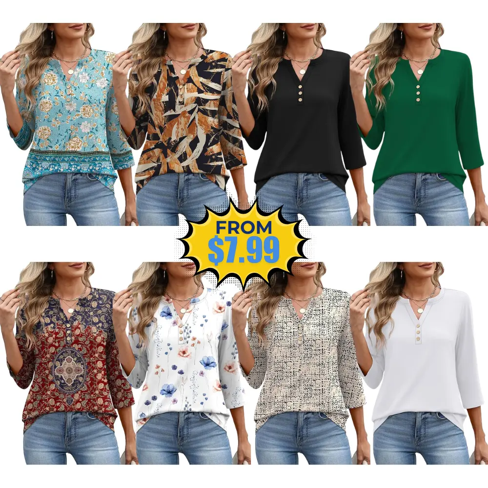 XIEERDUO 3/4 Length Sleeve Womens Tops Deal: Save 56%