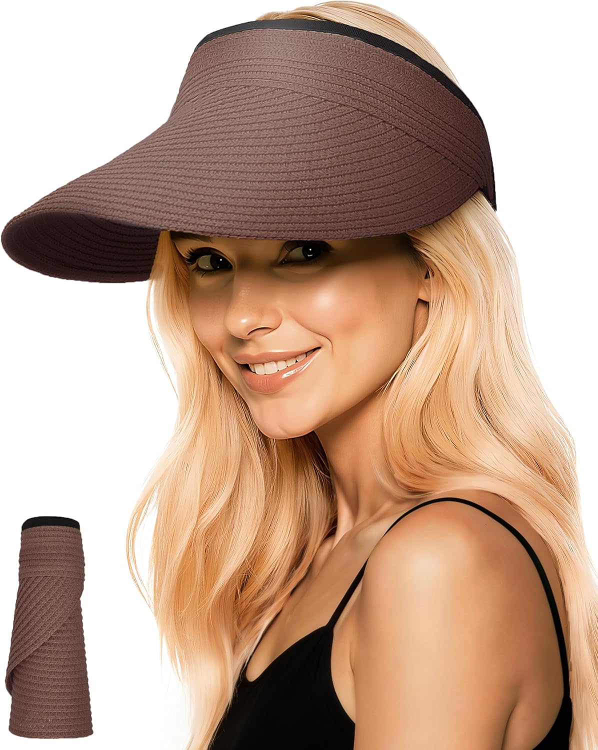 Senker Fashion Sun Hats Visor for Women, Straw Only $7.99 at Amazon