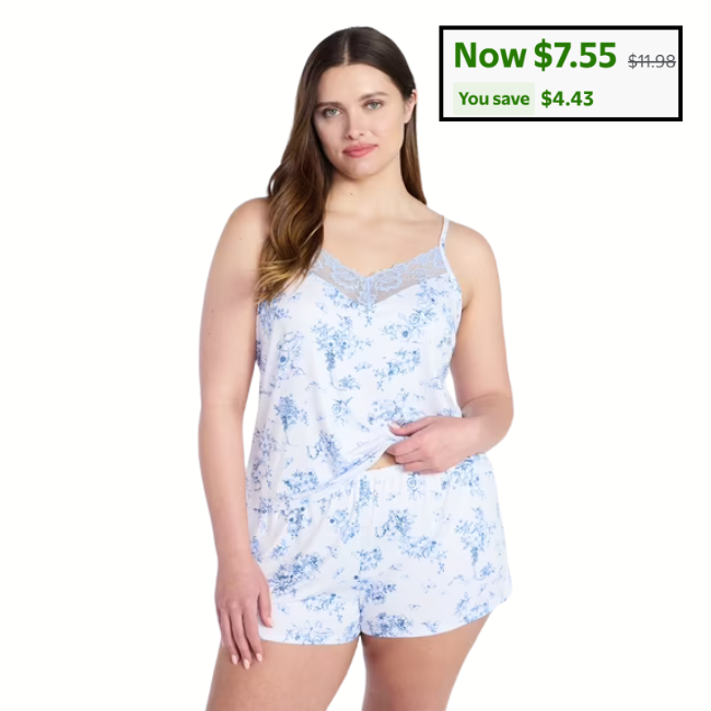 Trim Knit Cami and Shorts Set Deal at Walmart: Save $4.43