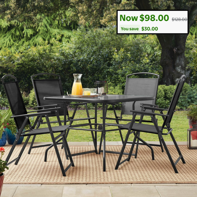 5-Piece Steel Outdoor Patio Dining Set Deal: Save $30 at Walmart