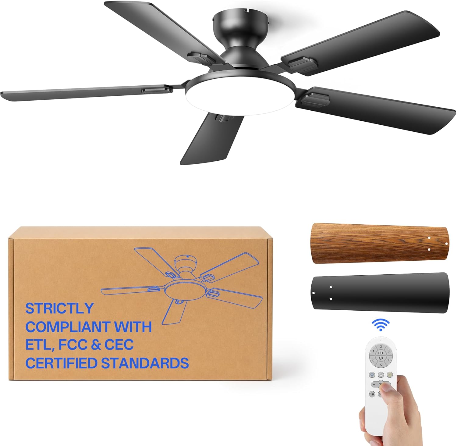 Homelist Ceiling Fans with Lights 52 Inch, Low Profile Flush deal at Amazon