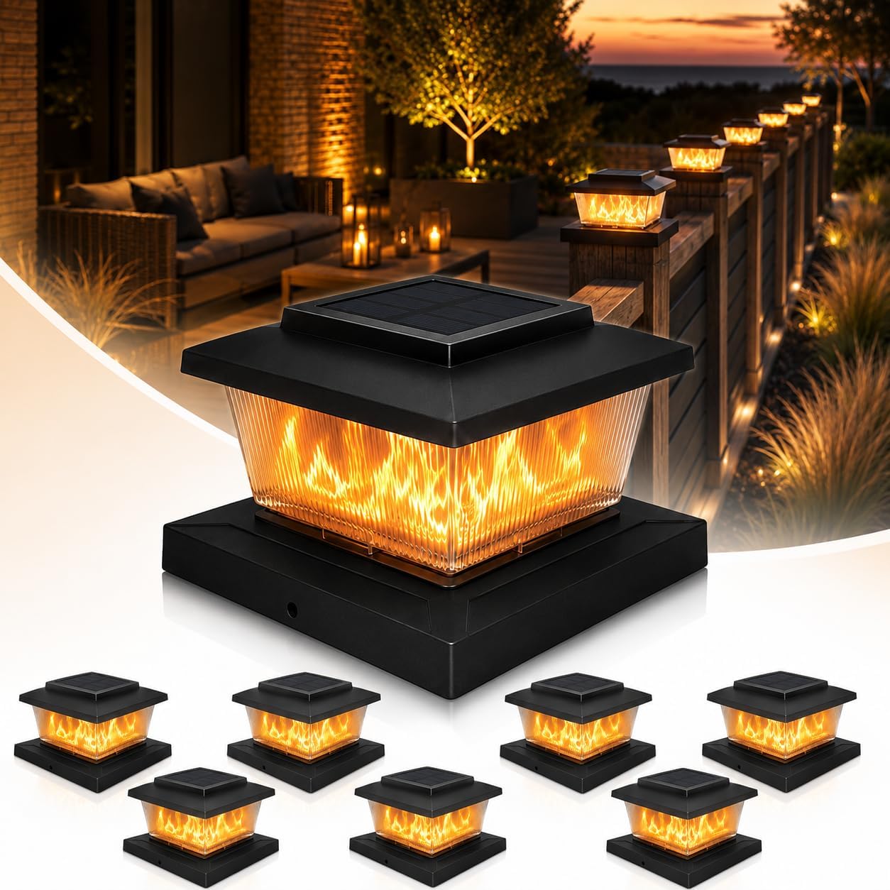Hoikwo Solar Post Cap Lights 8 Pack for 3.5x3.5 4x4 5x5 Post deal at Amazon