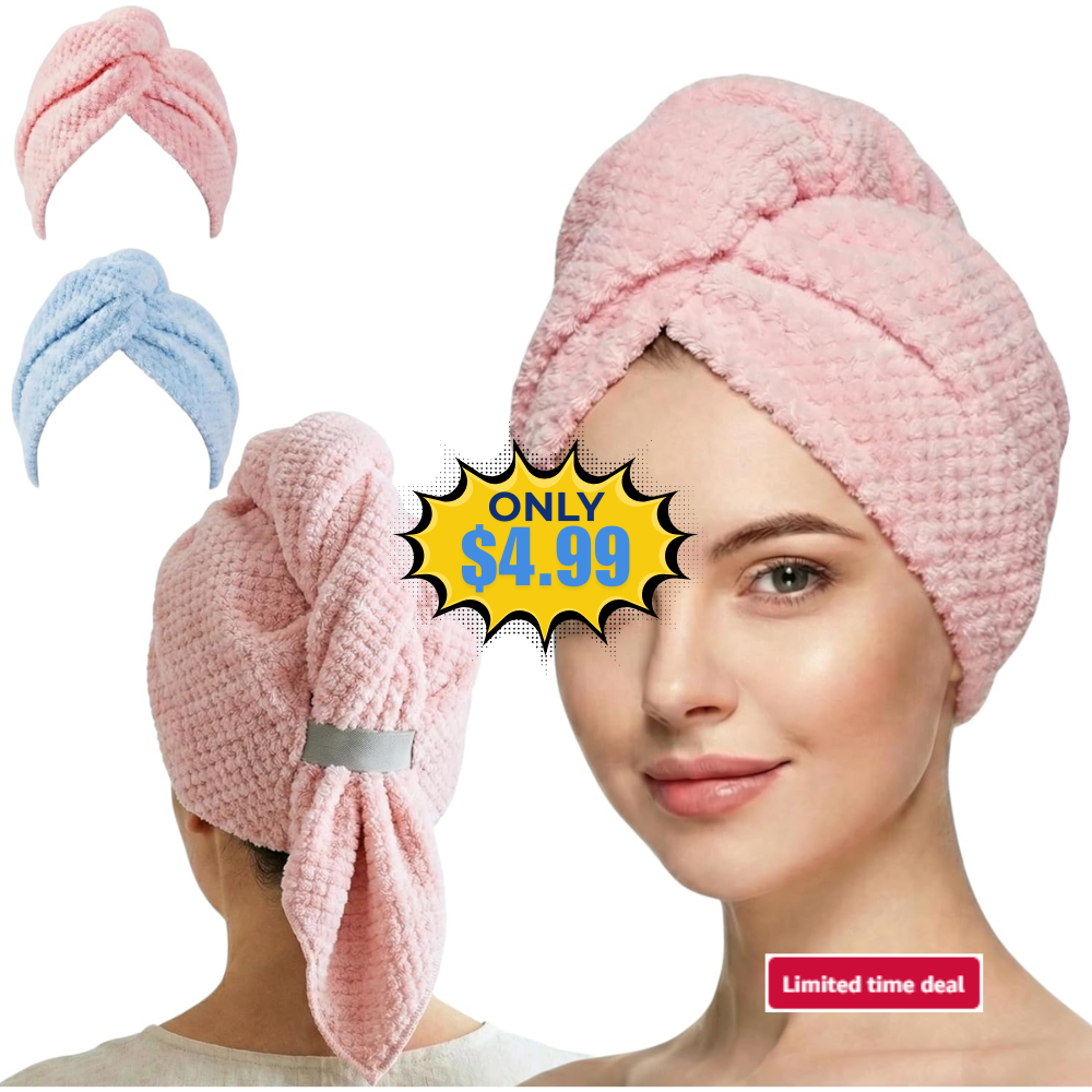 2 Pack Microfiber Hair Towel Wrap Deal: Save 44% at Amazon