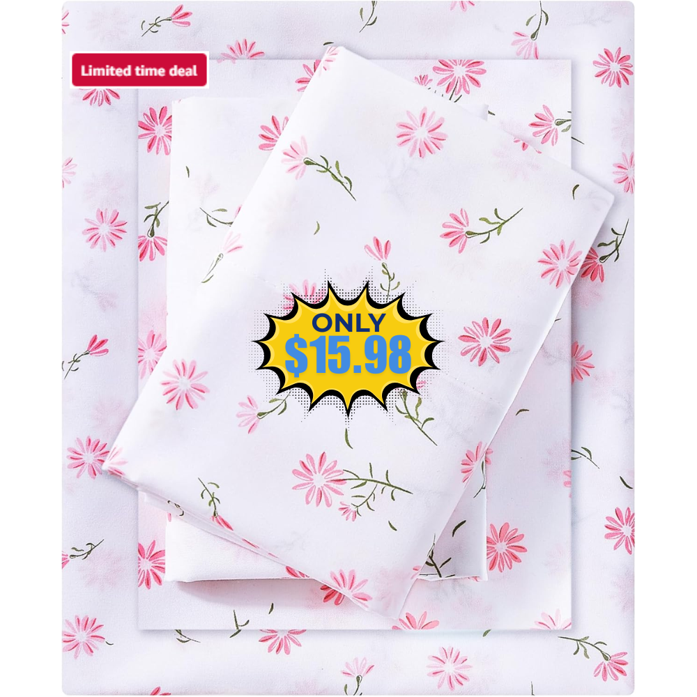 Mooreeke Printed Floral Queen Sheet Set Deal: Save 43% at Amazon