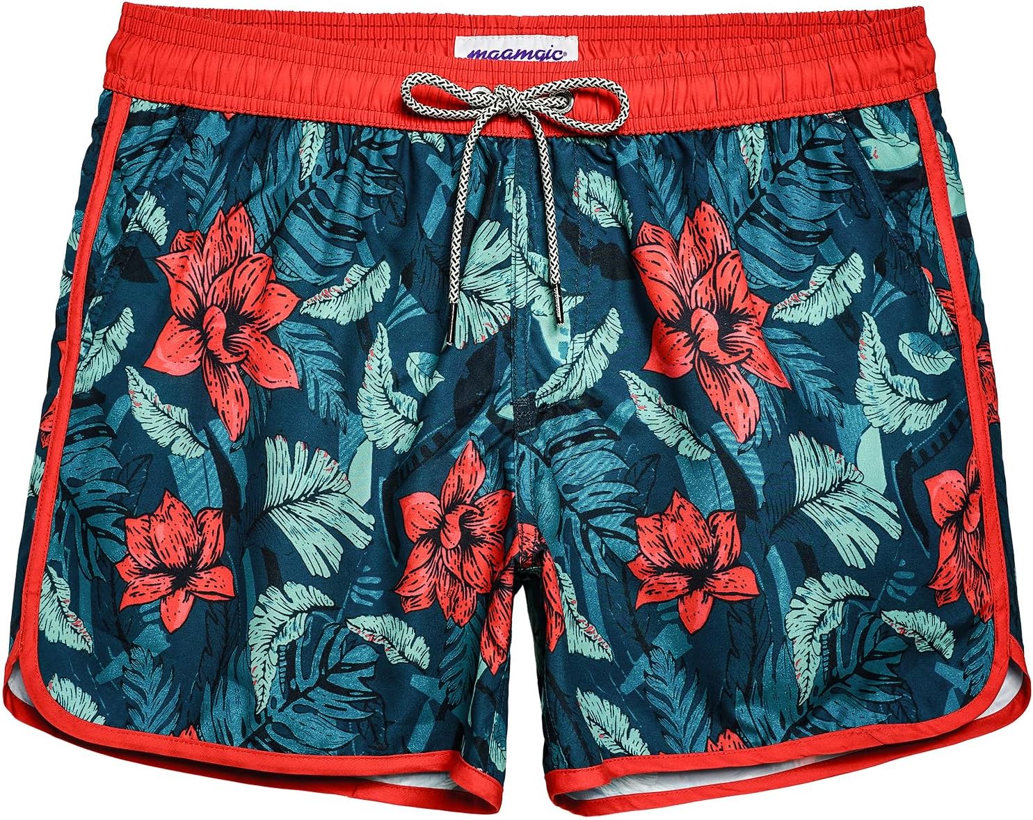 maamgic Mens Short 80s 90s Vintage Swim Trunks with Mesh Lin deal at Amazon