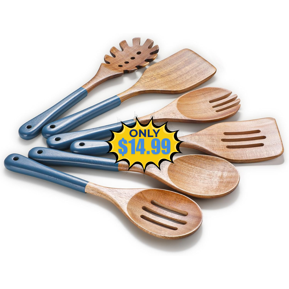 6 PCS Wooden Cooking Utensils Deal: Save 38% at Amazon