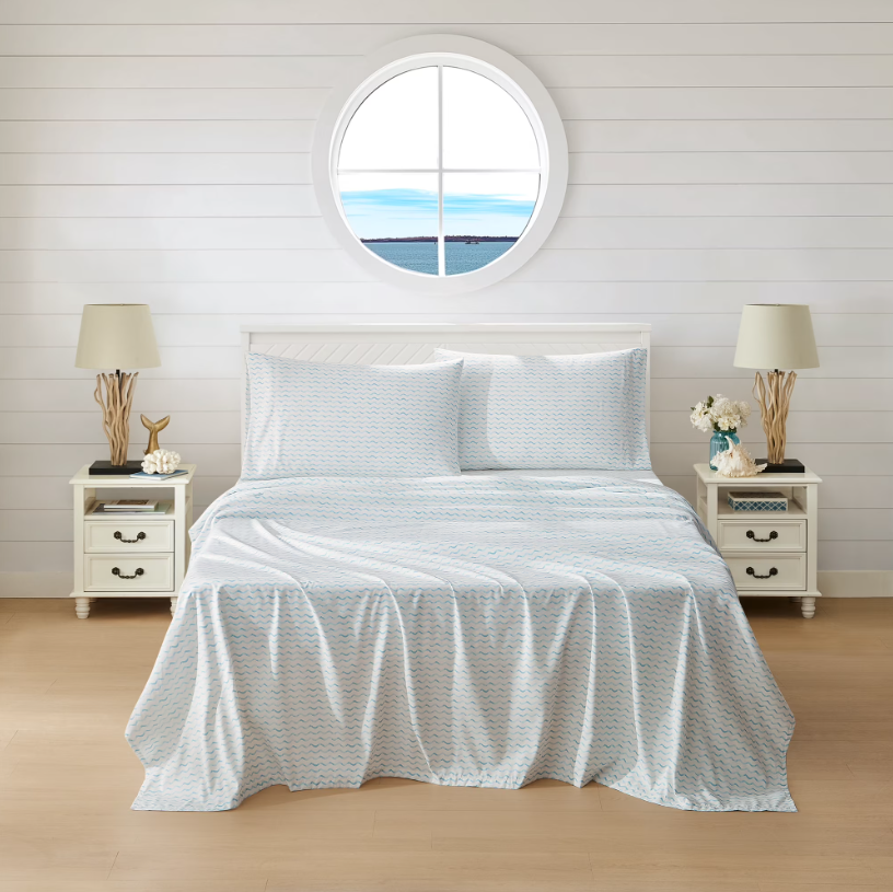4-Piece Blue Chevron Cooling Sheet Set Deal: Save $17.49 at Walmart