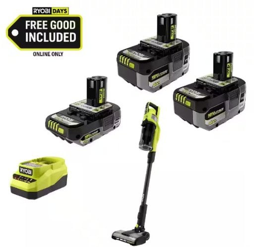 Home Depot Home Pick: Ryobi ONE+ 18V Stick Vacuum with 2x 4A deal at Home Depot