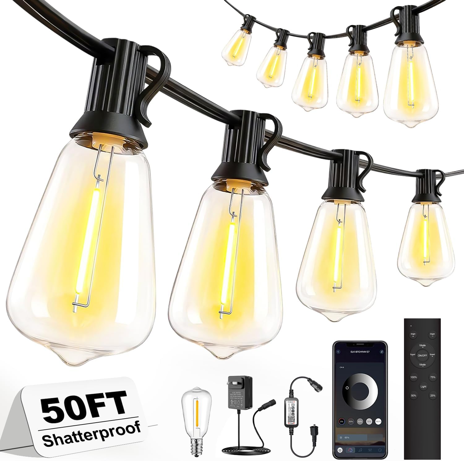 Skoiuc 50ft-LED-Lights-Outdoor-Waterproof-String Lights-Pati deal at Amazon