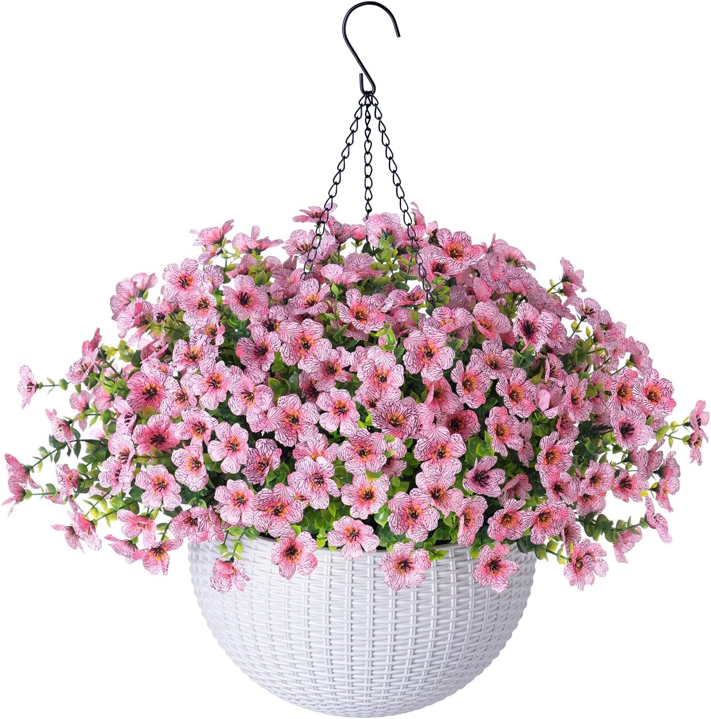 HyeFlora Artificial Fake Hanging Plants Flowers Basket for O deal at Amazon