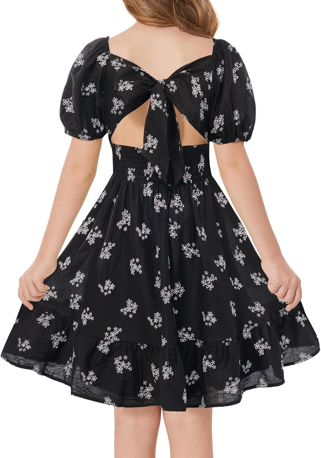 GRACE KARIN Girls Summer Tie Back Dress Square Neck Lantern deal at Amazon