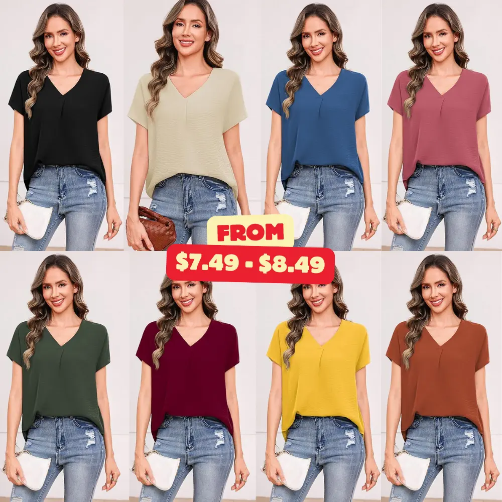 Totatuit Women V Neck Chiffon Blouses Deal: Save with ILCGJ9E3 at Amazon