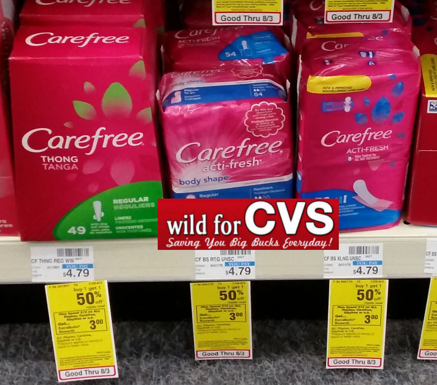 $1.59 Carefree Liners at CVS Only $1.59 at CVS