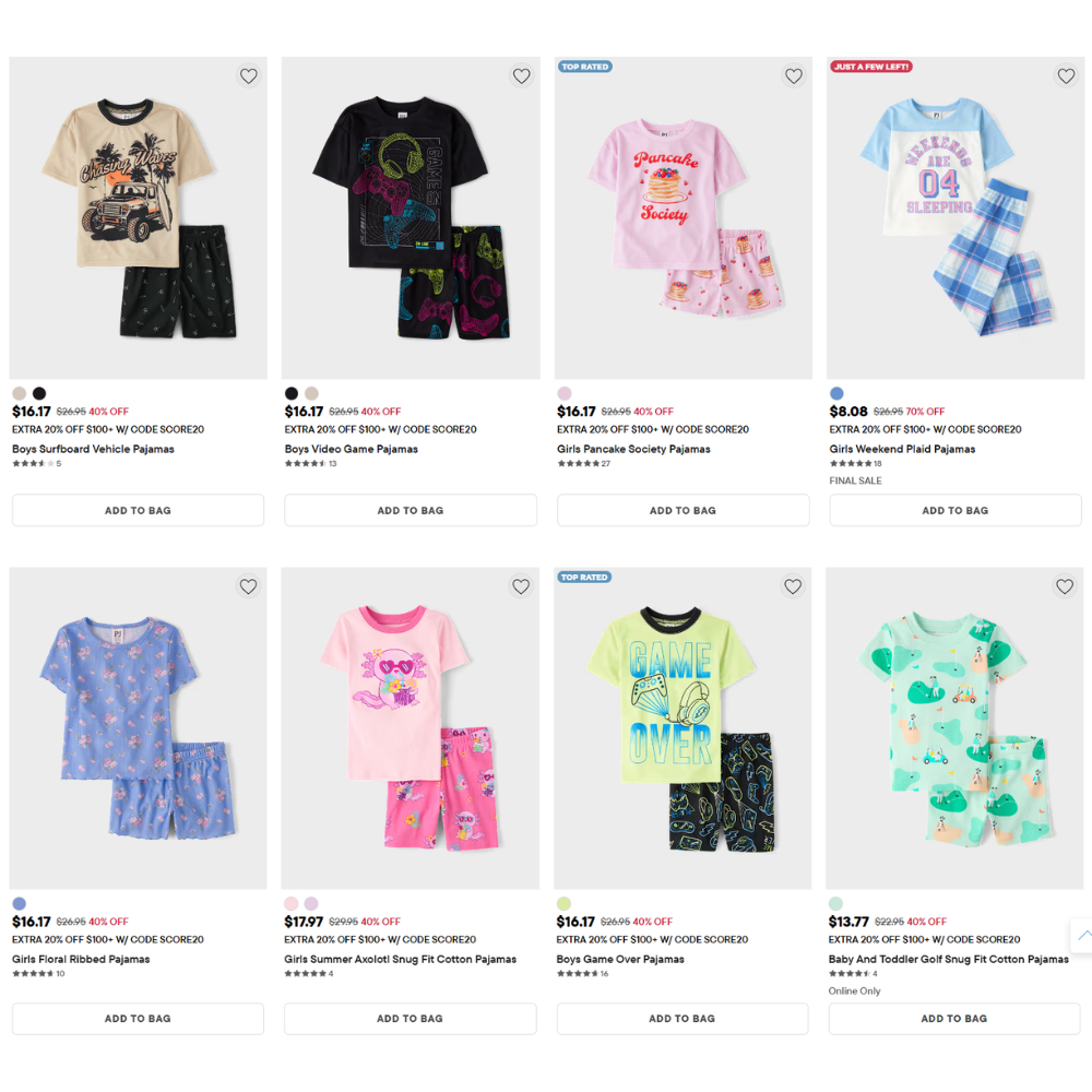 Kids Pajamas Sale Up to 70% Off from $8.08 at The Children’s Place