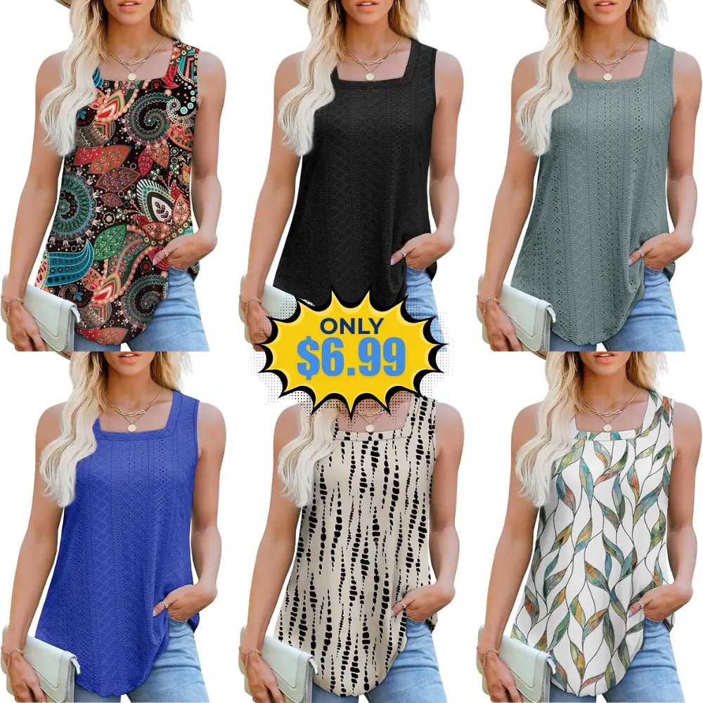 WEESO Womens Tank Tops Square Neck Deal: Save 41% at Amazon