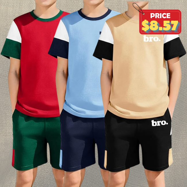 Color Block T Shirts Cotton Shorts Sets Deal: Save 40% at Amazon