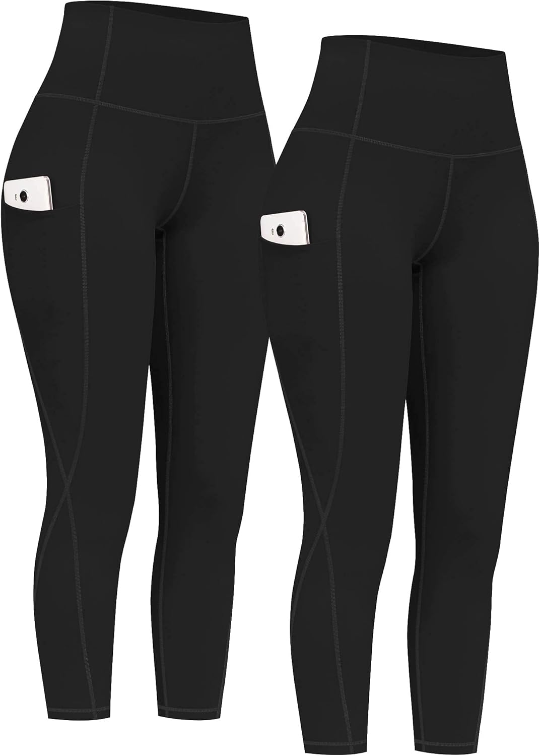 PHISOCKAT 2 Pack High Waist Yoga Pants with Pockets, Tummy C deal at Amazon