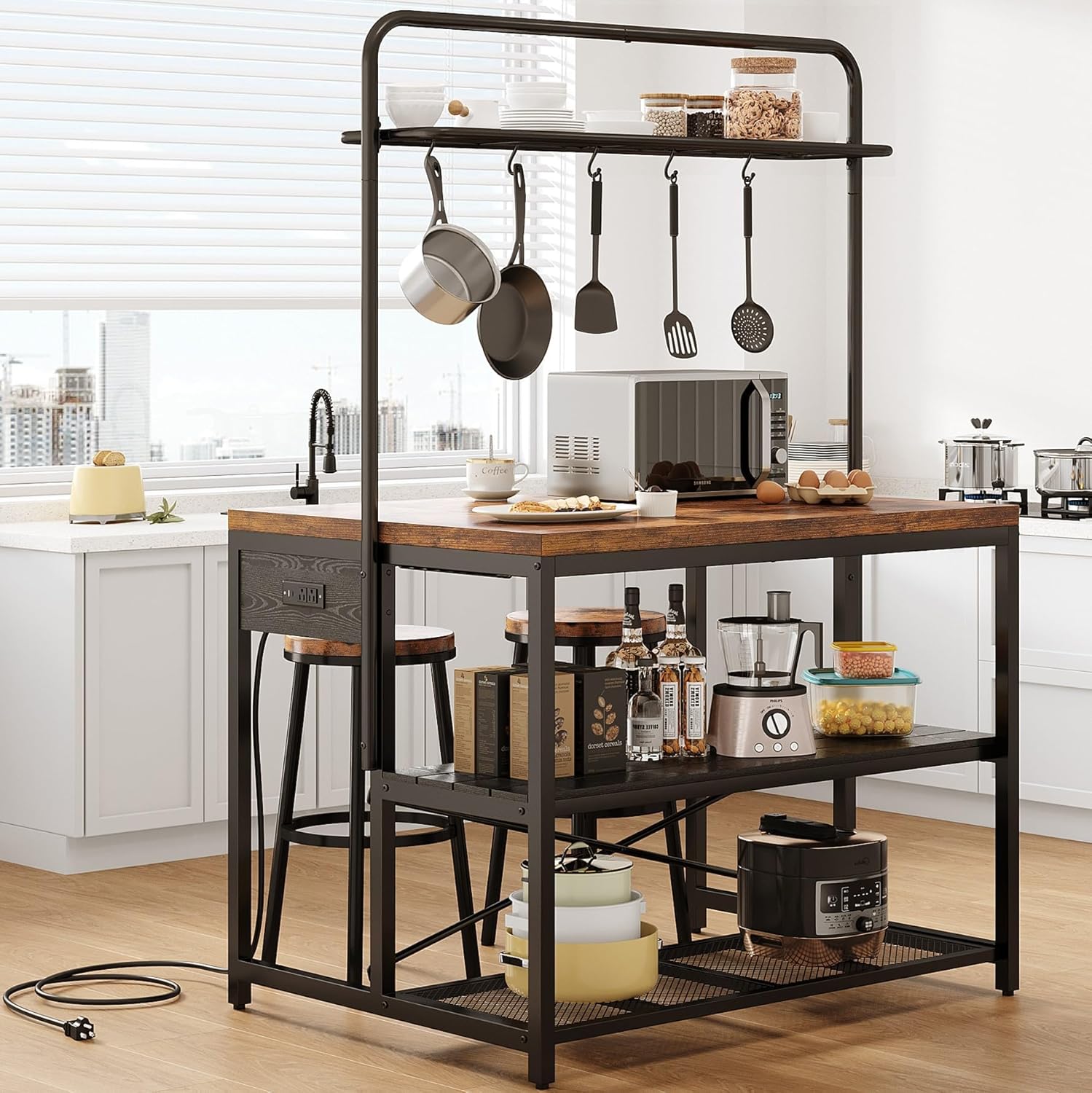 $99.99 Reg. $129.xx Kitchen Island with Storage and Bakers R deal at Amazon