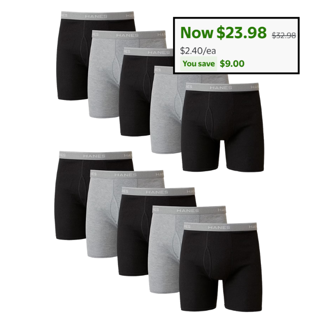Hanes Boxer Briefs Value Pack Deal: Save $9 at Walmart