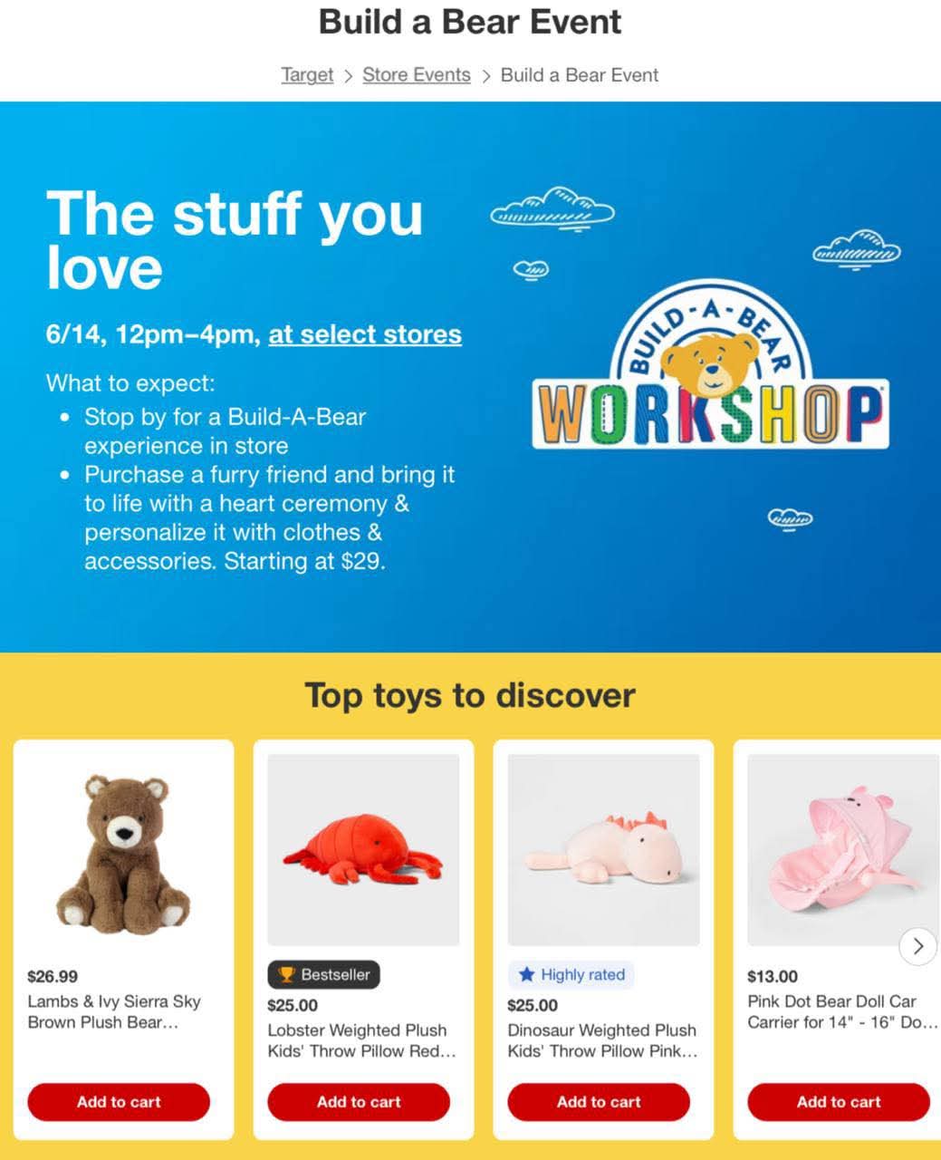 Target Build-A-Bear Workshop Event: $29 at Select Stores