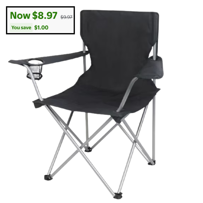 Quad Folding Camp Chair Deal with Cup Holder at Walmart: Save $1