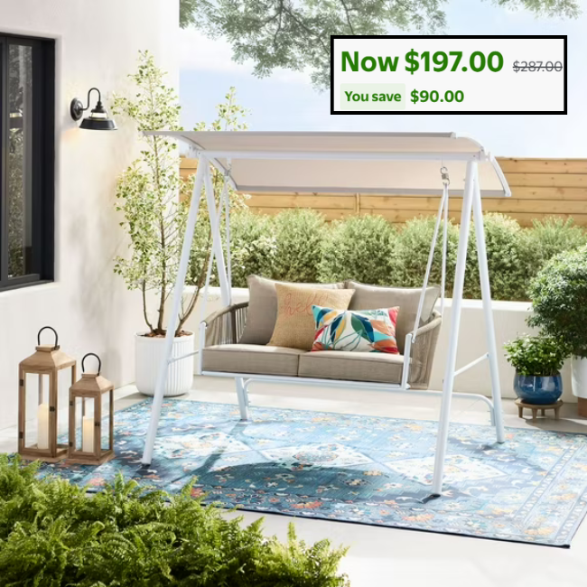2-Seat Steel Outdoor Porch Swing Free at Walmart