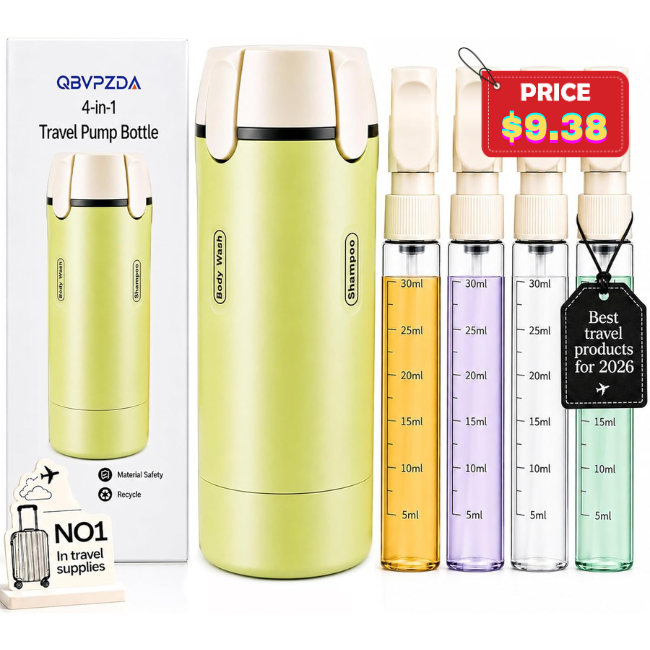 4 in 1 Travel Dispenser Bottle Deal at Amazon: Save with Clip Coupon