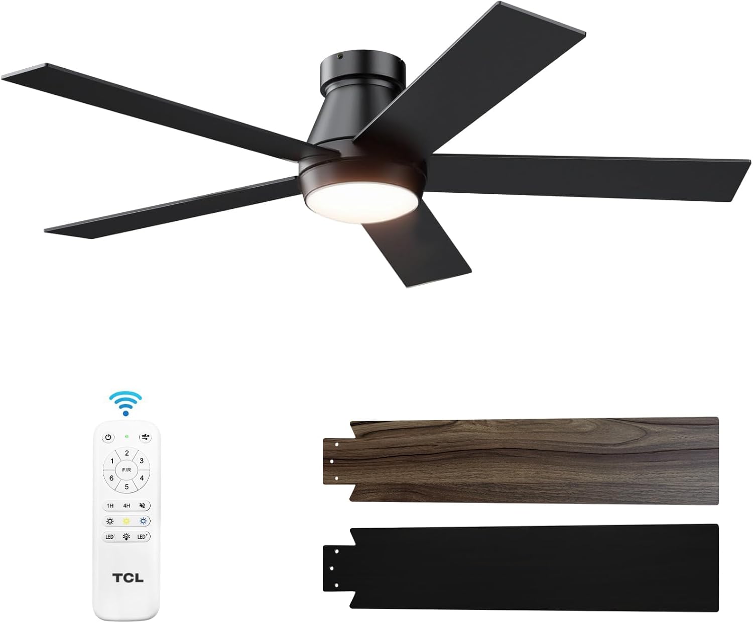 TCL 52" Ceiling Fan with Lights, Black Flush Mount Ceiling F deal at Amazon