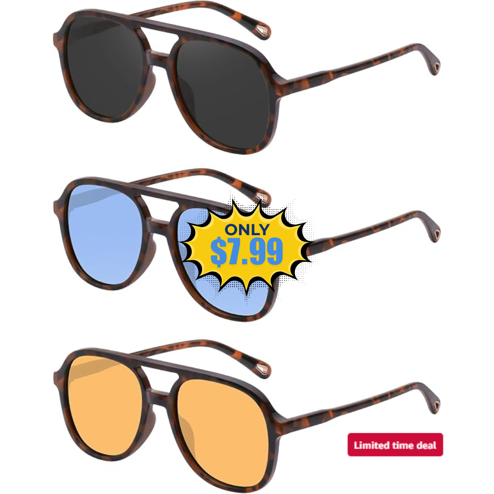 Retro Square Aviator Sunglasses Deal: Save 20% at Amazon