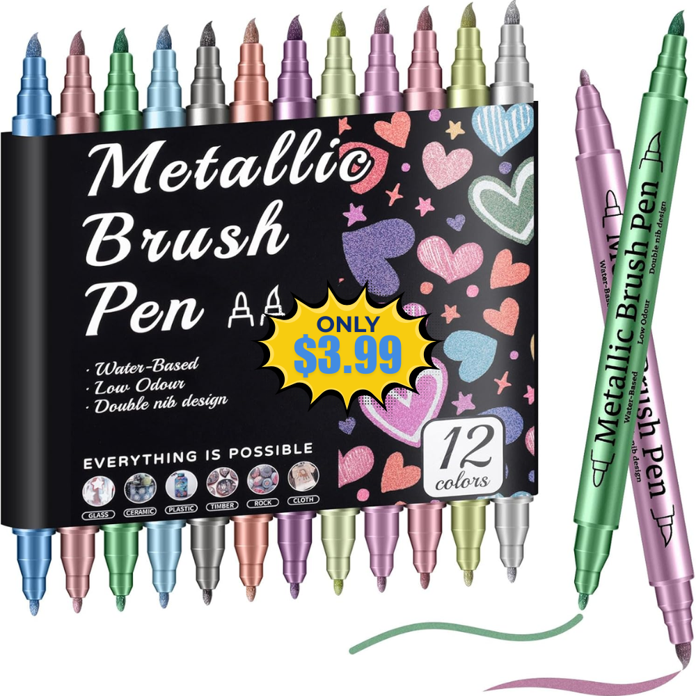 Prudiut 12 Pack Metallic Markers Deal: Save 50% at Amazon