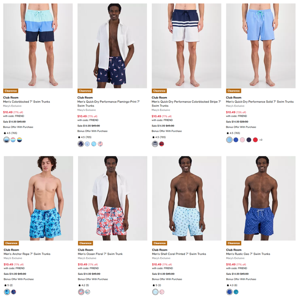 Men’s Swim Trunks Sale Up to 77% Off at Macy’s