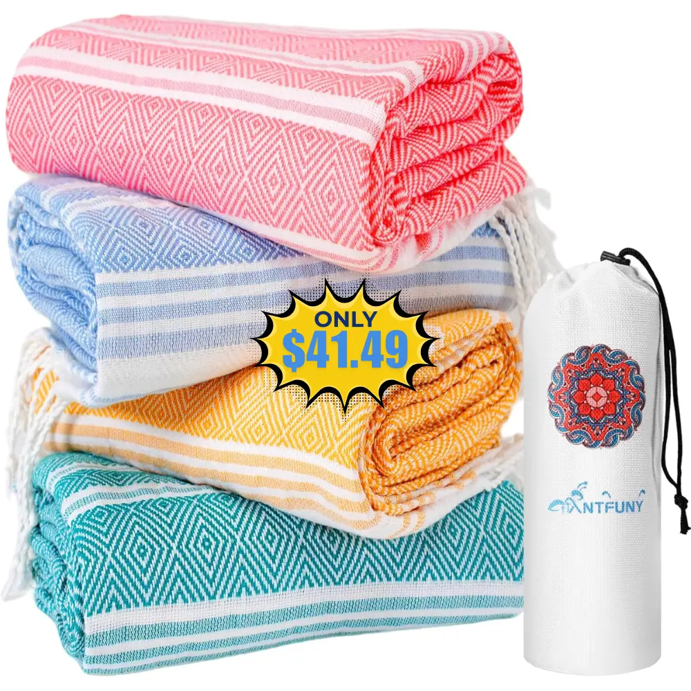 4 Packs Turkish Beach Towels Deal: Save 17% at Amazon