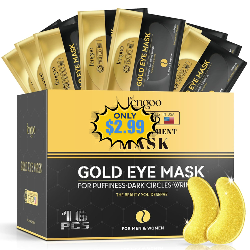16 PCS 24K Gold Collagen Under Eye Patches Deal at Amazon