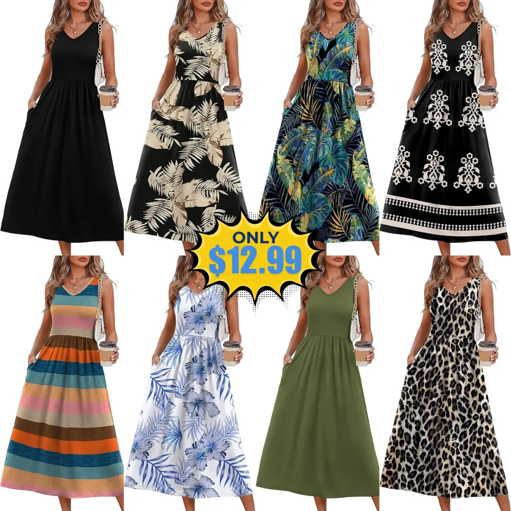 OFEEFAN Women Flowy Casual Midi Dress Deal: Save 32% at Amazon