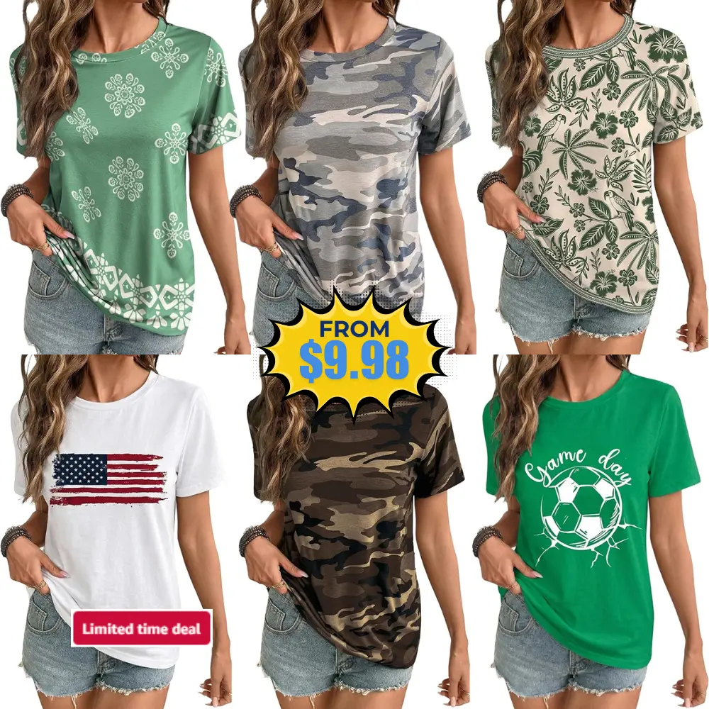 EVALESS Womens Graphic Tees Deal: Save 50% at Amazon