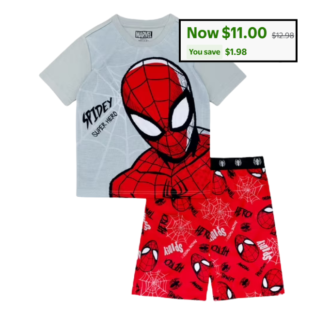 Spiderman 2-Piece Pajama Set Deal: Save $1.98 at Walmart