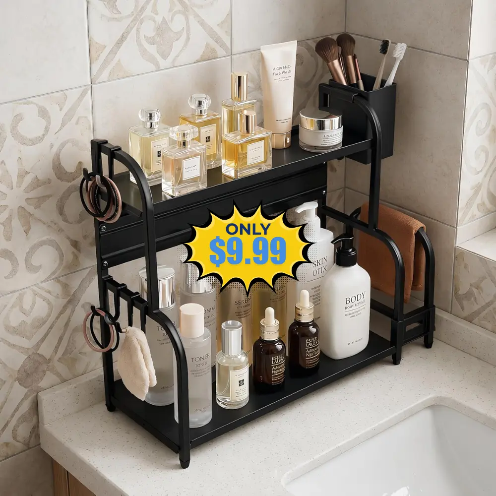 2 Tier Bathroom Counter Organizer Deal: Save 50% at Amazon