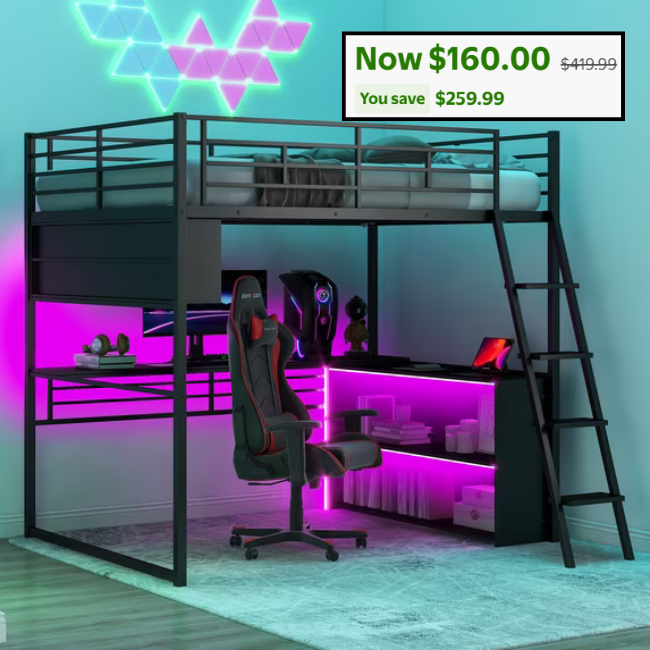 Euroco Metal Full Size Loft Bed Deal: Save $259.99 at Walmart