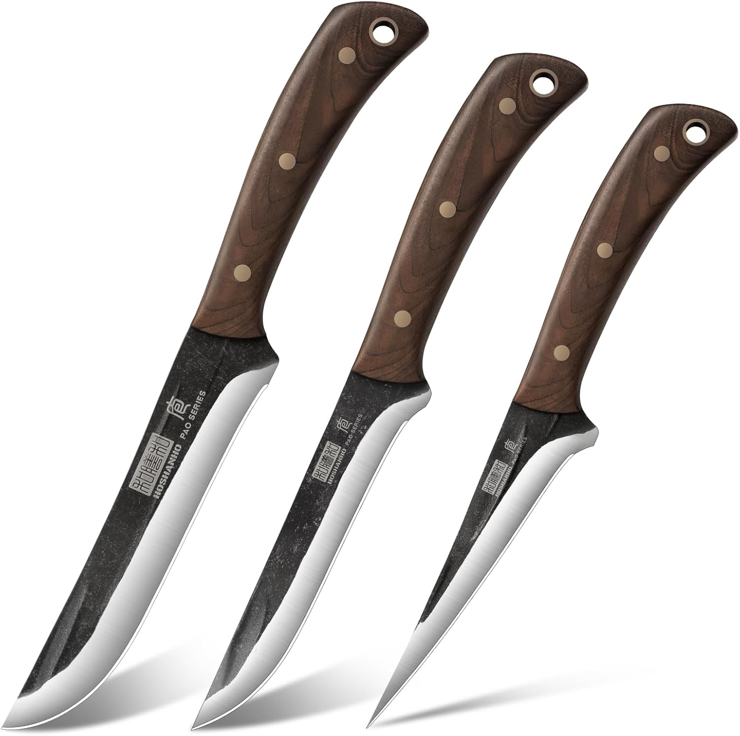 HOSHANHO Butcher Knife Set 3-Piece, Super Sharp Hand Forged deal at Amazon