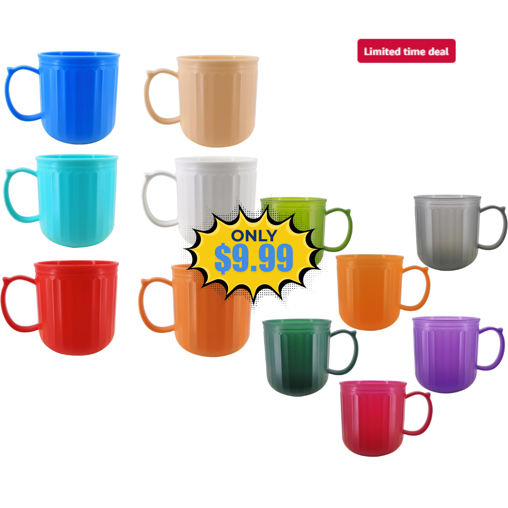 16 oz Plastic Coffee Mugs Set of 6 Deal: Save 50% at Amazon