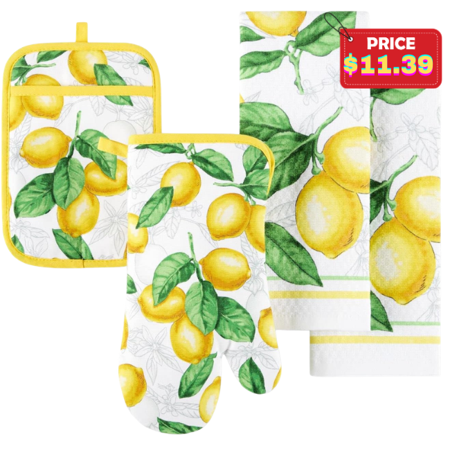 Modern Kitchen Towel, Oven Mitt & Potholder Set Deal: Save 66%