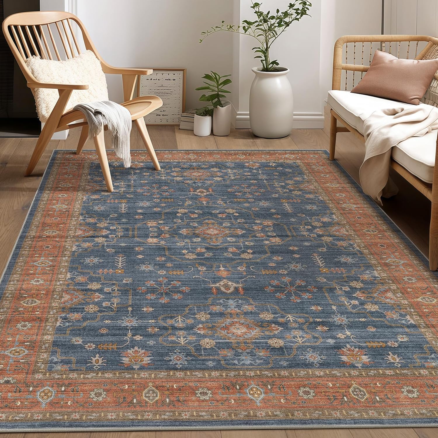 7x9 Area Rug for Living Room- Machine Washable Soft Oriental deal at Amazon