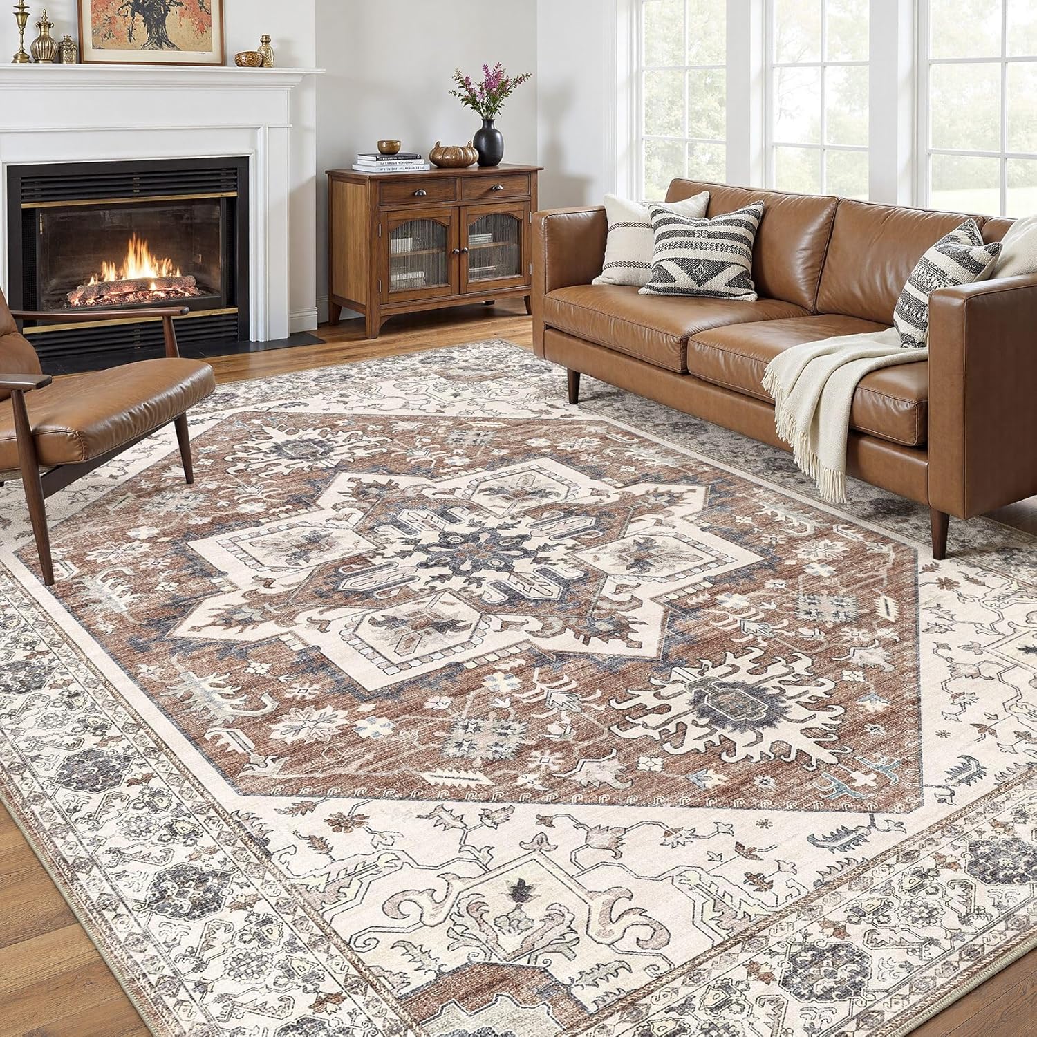 Area Rug 10x14 for Living Room - Washable Oriental Vintage F deal at Amazon