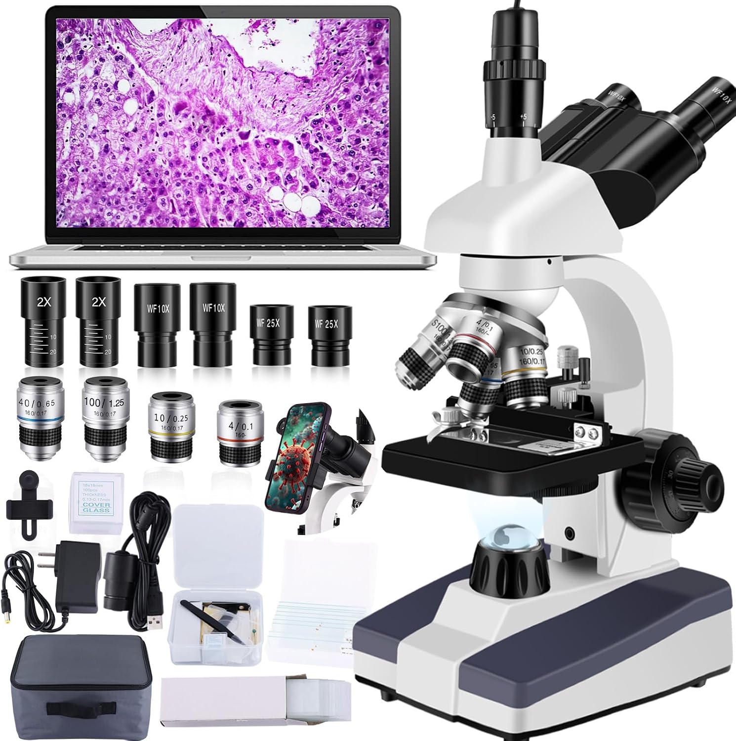 Woehrsh Trinocular Microscope 40X-5000X Magnification Micros deal at Amazon