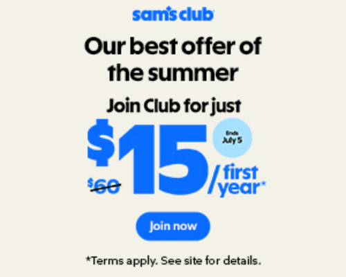Sam’s Club Summer Sale: 75% Off Membership for $15