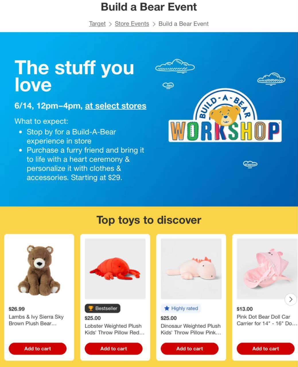 Target Build-A-Bear Workshop Event: $29 at Select Stores