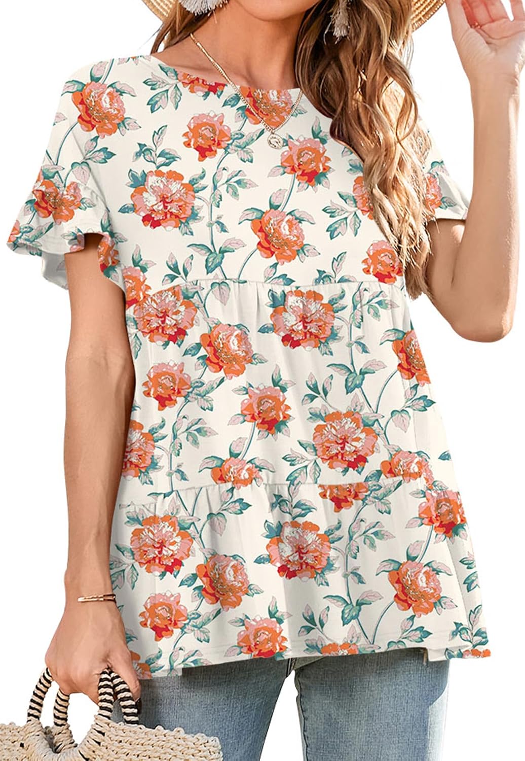 Neineiwu Women's Summer Short Sleeve Casual T Shirt Loose Ru deal at Amazon