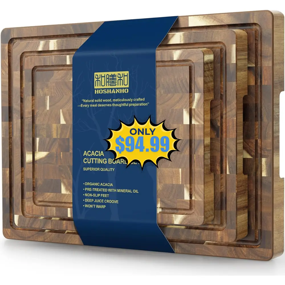 3 Packs Acacia Wood Cutting Board Set Deal at Amazon