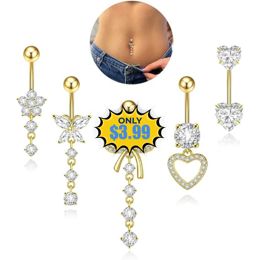 5Pcs Belly Button Ring Dangle Deal: Save 20% on Amazon